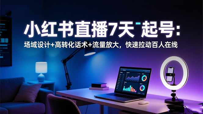 小红书直播7天起号：场域设计+高转化话术+流量放大，快速拉动百人在线-幼小初高学社