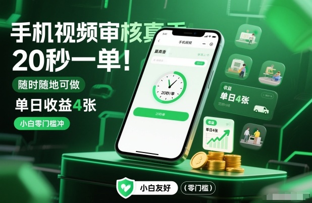 手机视频审核真香！20秒一单，随时随地可做，单日收益4张，小白零门槛冲【揭秘】-幼小初高学社