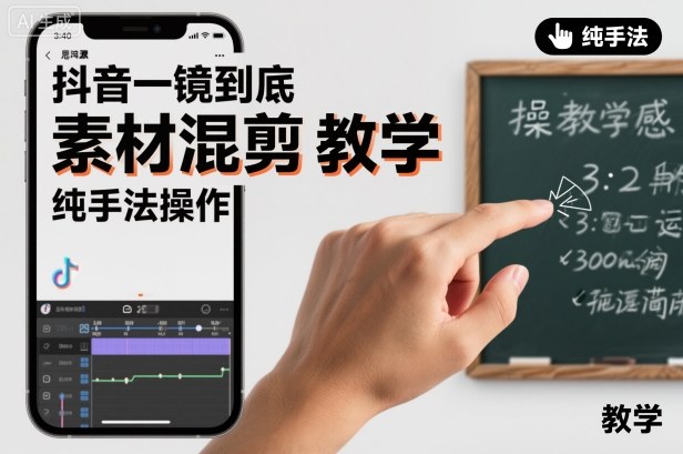 抖音一镜到底素材混剪教学，纯手法操作-幼小初高学社