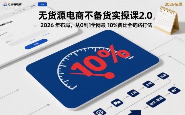无货源电商不备货实操课2.0，2026年布局，从0到1全网最低10%费比全链路打法【更新中】-幼小初高学社