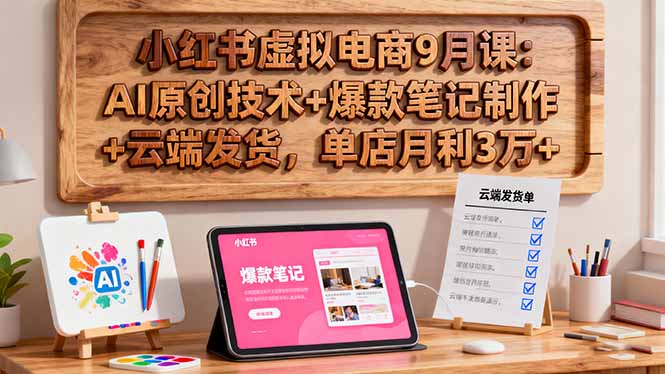 小红书虚拟电商9月课：AI原创技术+爆款笔记制作+云端发货，单店月利3万+-幼小初高学社