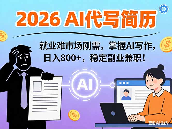 AI代写简历，超暴利，用万能模板月入1-3万实战教程，2026年市场刚需！-幼小初高学社