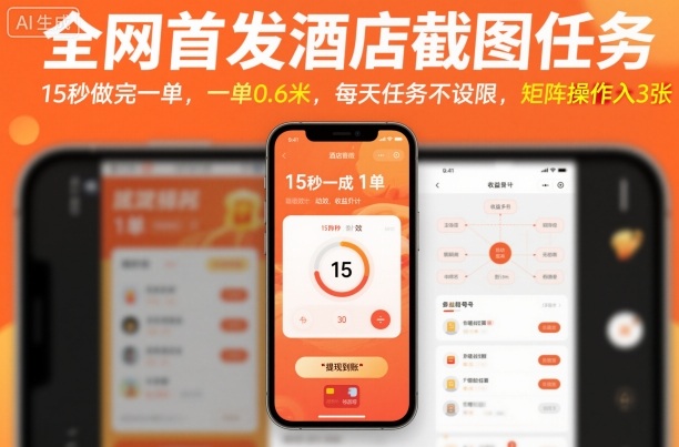 全网首发酒店截图任务，15秒做完一单，一单0.6米，每天任务不设限，矩阵操作日入3张【揭秘】-幼小初高学社