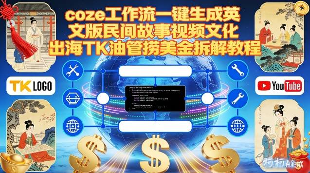 Coze扣子工作流一键生成英文版民间故事视频，文化出海TK油管捞美金拆解教程-幼小初高学社