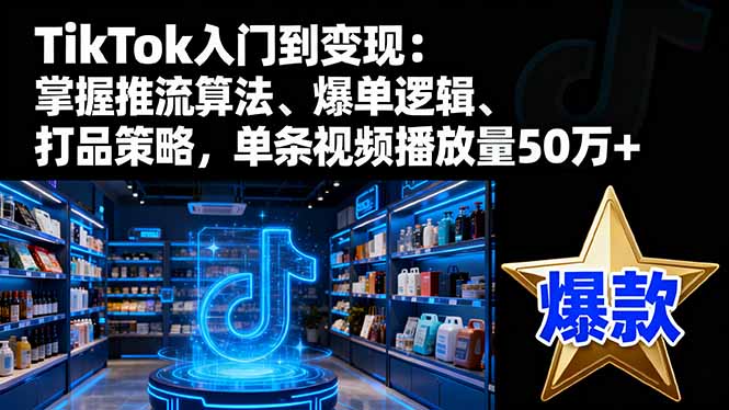 TikTok入门到变现：掌握推流算法、爆单逻辑、打品策略，单条视频播放量50w-幼小初高学社