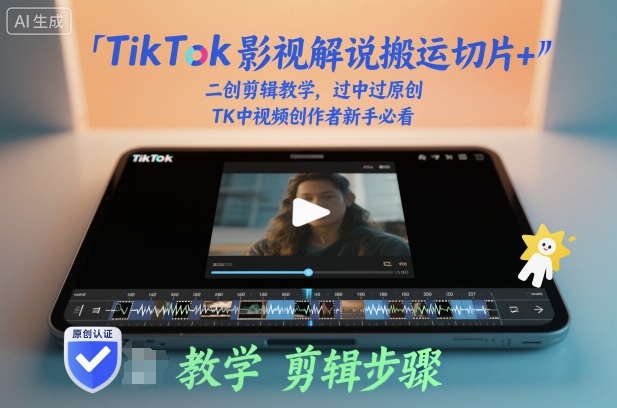 TikTok影视解说搬运切片+二创剪辑教学，过中过原创，TK中视频创作者新手必看-幼小初高学社
