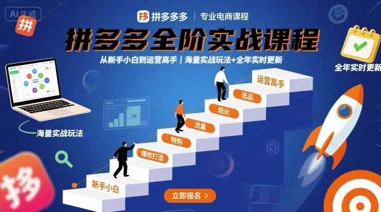 拼多多全阶实战课程，从新手小白到运营高手，海量实战玩法+全年实时更新【2025年10月更新】-幼小初高学社