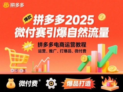 拼多多2025微付费引爆自然流量，拼多多电商运营教程，运营、推广、打爆品、微付费(更新)-幼小初高学社