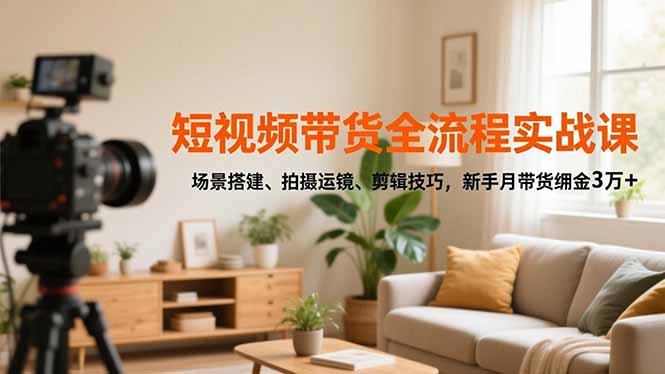 短视频带货全流程实战课，场景搭建、拍摄运镜、剪辑技巧，新手月带货佣金3万+-幼小初高学社