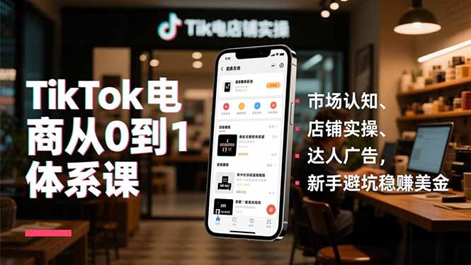 TikTok电商从0到1体系课，市场认知、店铺实操、达人广告，新手避坑稳赚美金-幼小初高学社