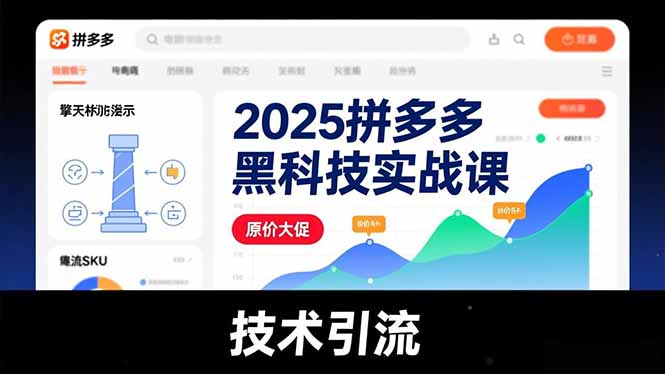 2025拼多多黑科技实战课，擎天柱玩法、爆流SKU、原价大促，技术引流，单店日销轻松破千单-幼小初高学社