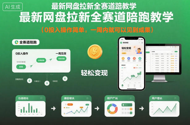 最新网盘拉新全赛道陪跑教学，0投入操作简单，一周内就可以见到成果-幼小初高学社