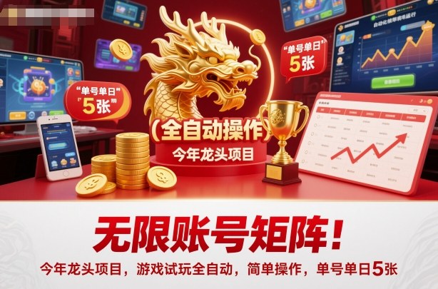 无限账号矩阵！今年龙头项目，游戏试玩全自动，简单操作，单号单日5张【揭秘】-幼小初高学社