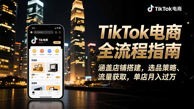 TikTok电商全流程指南，涵盖店铺搭建、选品策略、流量获取，单店月入过万-幼小初高学社