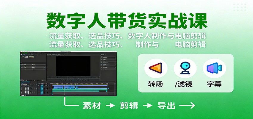 数字人变现实战课：流量获取、选品技巧、数字人制作与电脑剪辑-幼小初高学社