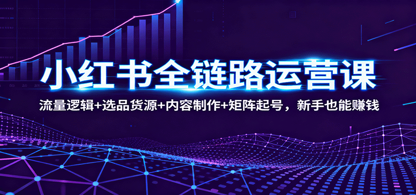 小红书全链路运营课：流量逻辑+选品货源+内容制作+矩阵起号，新手也能赚钱-幼小初高学社