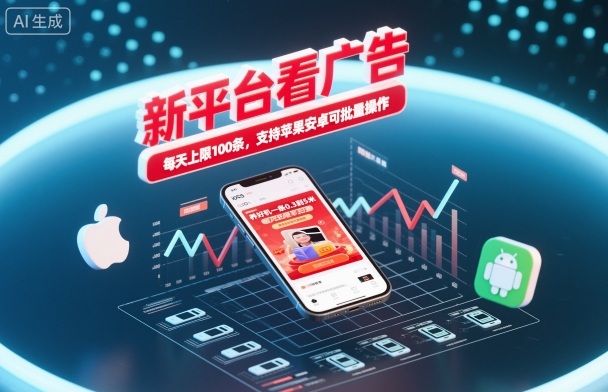 新平台看广告，养好机一条0.3到5米，每天上限100条，支持苹果安卓可批量操作-幼小初高学社