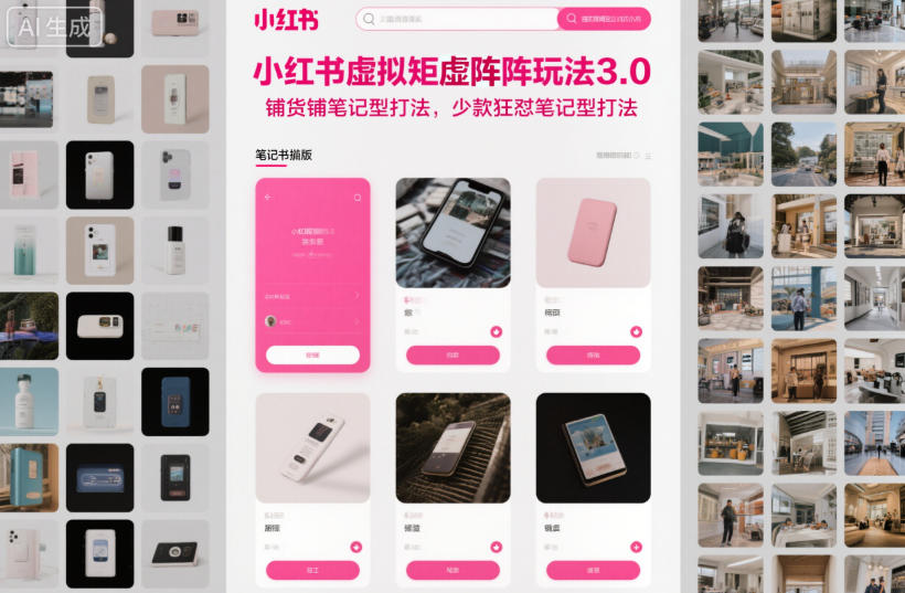 小红书虚拟矩阵玩法3.0，铺货铺笔记型打法，少款狂怼笔记型打法-幼小初高学社