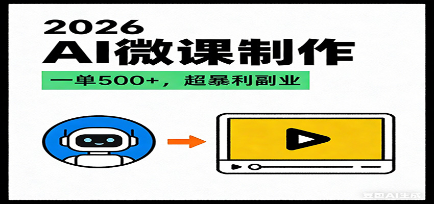 2026AI 风口最稳副业：微课代写制作，一单 500+，人人可做的蓝海项目-幼小初高学社
