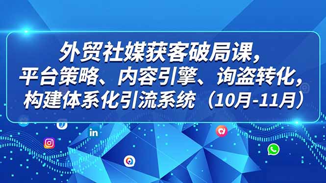 外贸 社媒获客破局课，平台策略、内容引擎、询盘转化，构建体系化引流系统(10月-11月-幼小初高学社