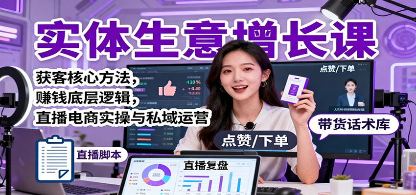 实体生意增长课：获客核心方法，赚钱底层逻辑，直播电商实操与私域运营-幼小初高学社