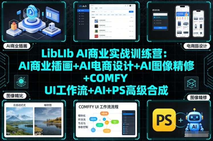 LibLIb AI商业实战训练营:AI商业插画+AI电商设计+AI图像精修+COMFY UI工作流+AI+PS高级合成-幼小初高学社
