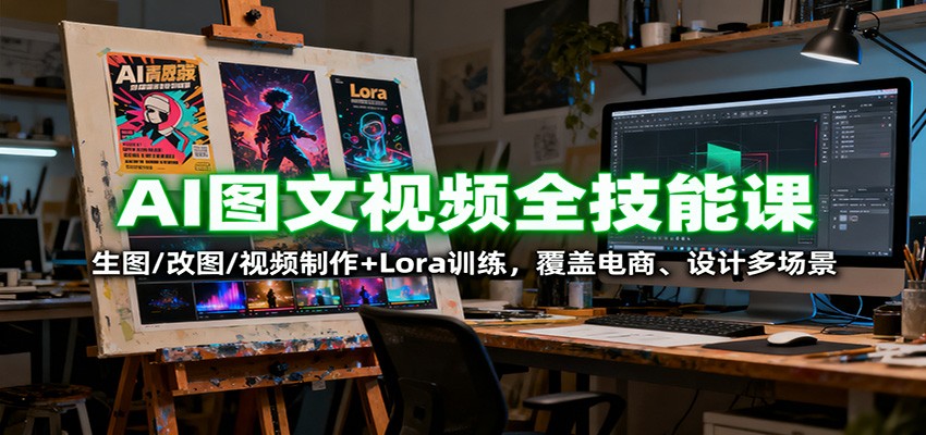 AI图文视频全技能课：生图/改图/视频制作+Lora训练，覆盖电商 、设计多场景-幼小初高学社