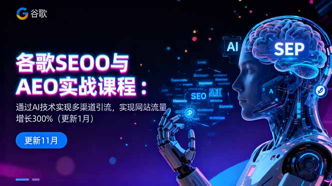 谷歌SEO与AEO实战课程：通过AI技术实现多渠道引流，实现网站流量增长300%-幼小初高学社