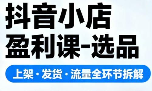 抖音小店盈利课-选品·上架·发货·流量全环节拆解-幼小初高学社