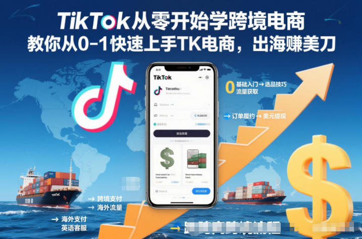 TikTok从零开始学跨境电商，教你从0-1快速上手TK电商，出海賺美刀-幼小初高学社