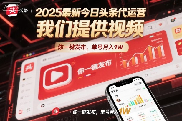 2025最新今日头条代运营，我们提供视频，你一键发布，单号月入1W【揭秘】-幼小初高学社