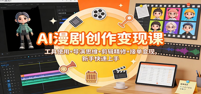 AI漫剧创作变现课：工具使用+导演思维+剪辑精修+接单变现，新手快速上手-幼小初高学社