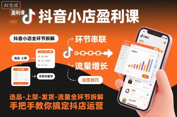 抖音小店盈利课-选品-上架-发货-流量全环节拆解，手把手教你搞定抖店运营-幼小初高学社