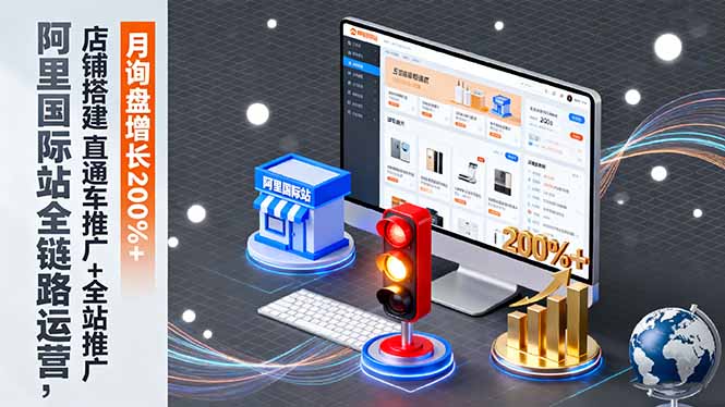 阿里国际站全链路运营，店铺搭建+直通车推广+全站推广，月询盘增长200%+-幼小初高学社