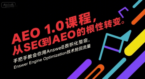 AEO 1.0 课程，从SEO到AE0的基命性转变，手把手教会你用AnswerEngineOptimization技术抢回流量(更新)-幼小初高学社