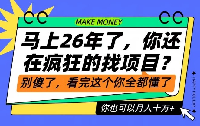 26年了，不要再疯狂的找项目了，看完这个你也可以月入十个W【揭秘】-幼小初高学社