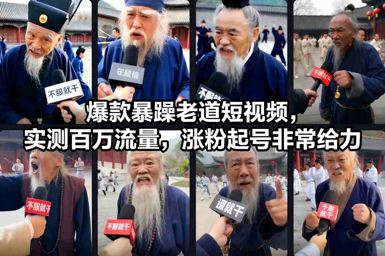 爆款暴躁老道短视频，实测百万流量，涨粉起号非常给力-幼小初高学社