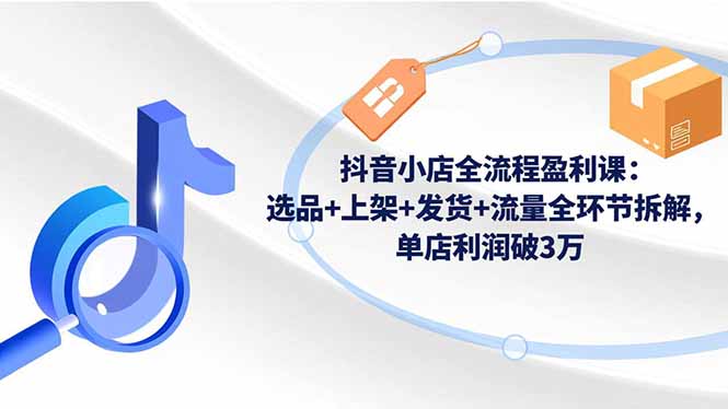 抖音小店全流程盈利课：选品+上架+发货+流量全环节拆解，单店利润破3万-幼小初高学社