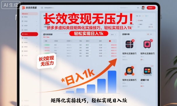 长效变现无压力！拼多多虚拟类目矩阵化实操技巧，轻松实现日入1k【揭秘】-幼小初高学社