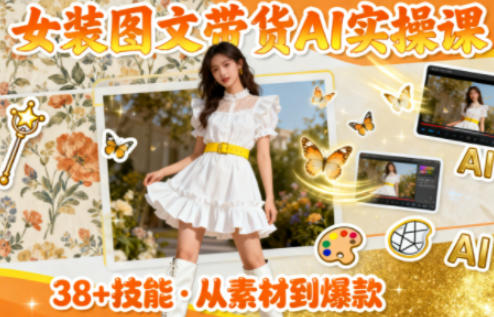 女装图文带货的AI实操课，覆盖38个实用技能，快速提升素材制作效率-幼小初高学社