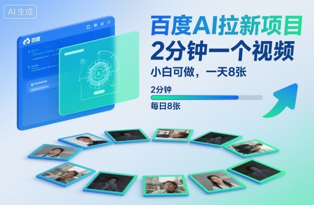百度AI拉新项目，2分钟一个视频，小白可做，一天8张【附案例+保姆级教程】-幼小初高学社
