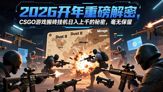 2026开年重磅解密，CSGO游戏搬砖挂机日入上千的秘密，毫无保留-幼小初高学社