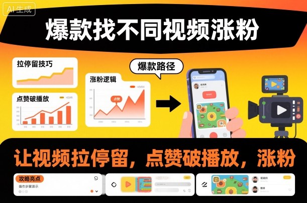 爆款找不同视频涨粉，让视频拉停留，实现点赞，破播放，涨粉-幼小初高学社