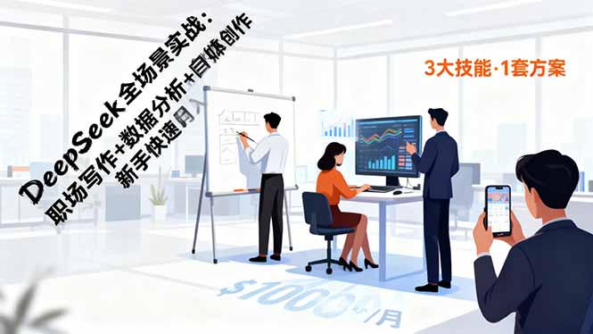 DeepSeek全场景实战：职场写作+数据分析+自媒体创作，新手快速月入过万-幼小初高学社