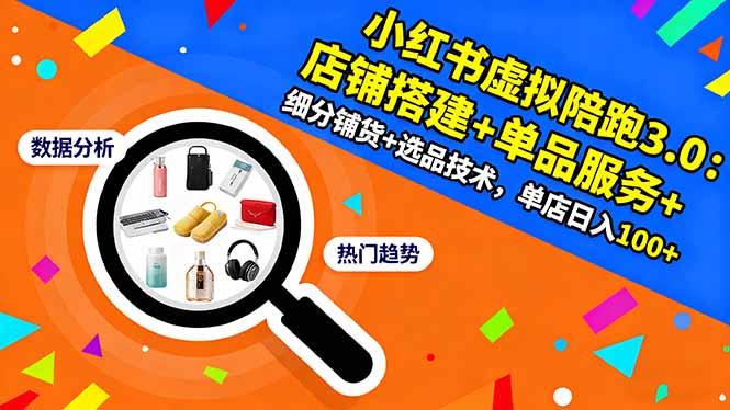 小红书虚拟陪跑3.0：店铺搭建+单品服务+细分铺货+选品技术，单店日入100+-幼小初高学社