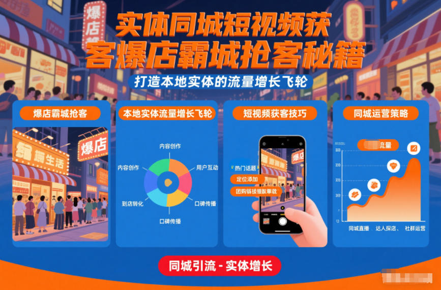 实体同城短视频获客爆店霸城抢客秘籍，打造本地实体的流量增长飞轮-幼小初高学社