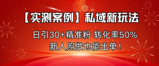 【实测案例】私域新玩法，日引30+精准粉，转化率50%，新人照做也能出单！-幼小初高学社