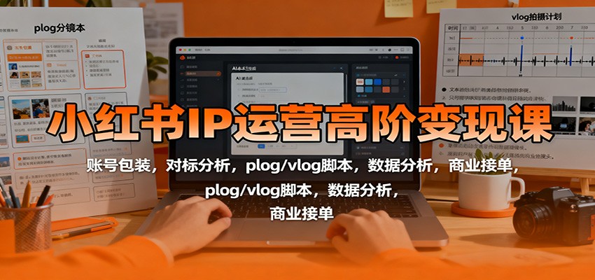 小红书IP运营高阶变现课：账号包装，对标分析，plog/vlog脚本，数据分析，商业接单-幼小初高学社