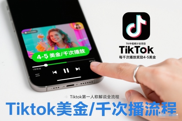 TK中视频计划项目，Tiktok第一人称解说流程，每干次播放奖励4-5美金-幼小初高学社
