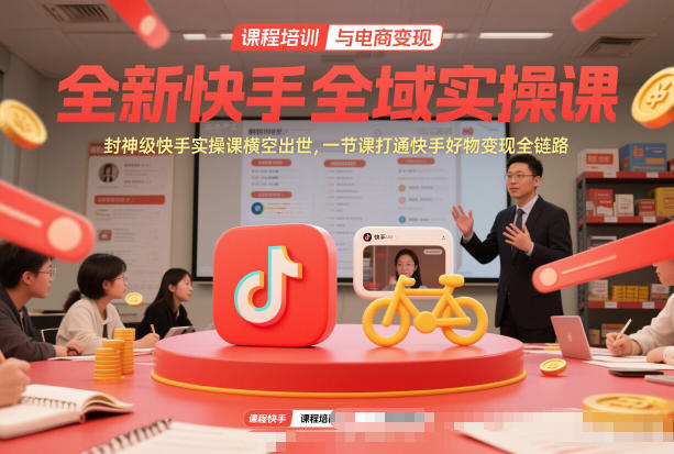 全新快手全域实操课，封神级快手实操课横空出世，一节课打通快手好物变现全链路-幼小初高学社